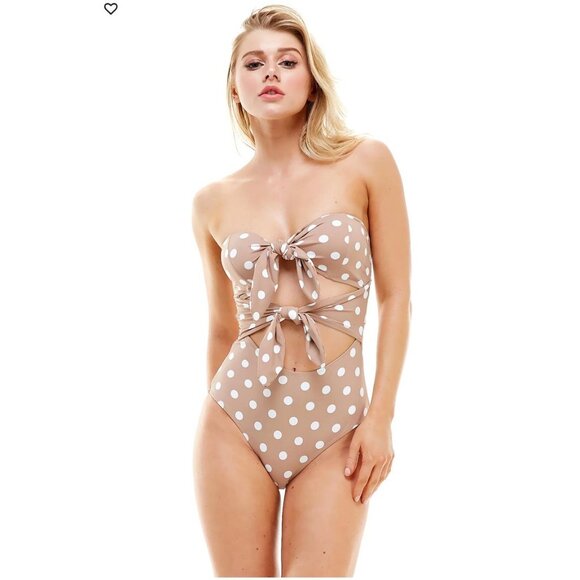 NWT New ENVYA SWIMSWEAR Belen Double Tie Polka Dot Swimsuit One Piece Small - Picture 8 of 11